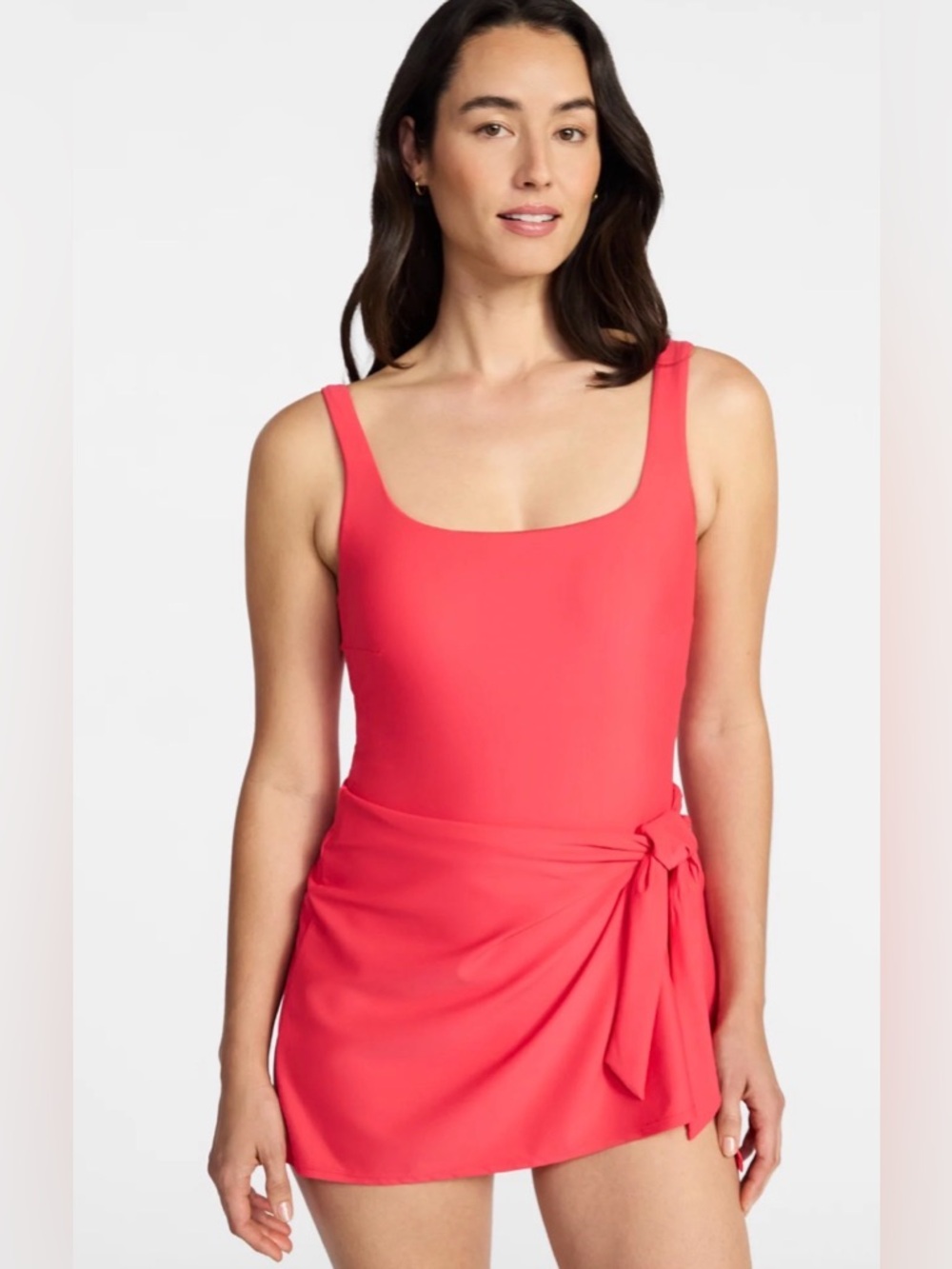 NWT - Time and Tru Bright Coral Swim Dress - Size 2XL